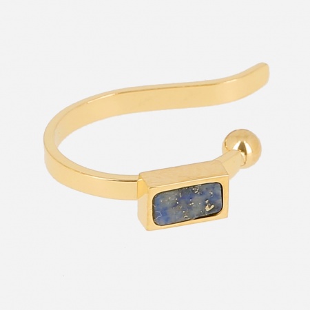EARCUFF-ACIER DORE-Lapis lazuli-d10mm - à l\'unité