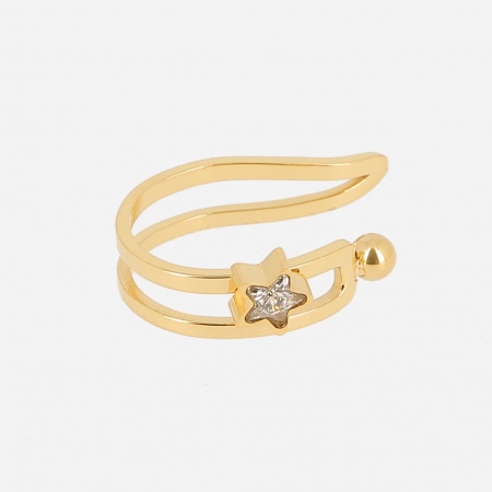 EARCUFF-ACIER DORE-Zirconium-d10mm - à l\'unité