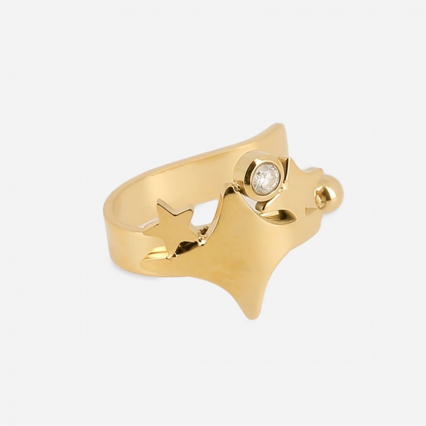 EARCUFF-ACIER DORE-Zirconium-d10mm - � l\'unit�