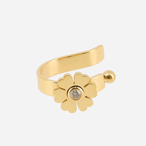 EARCUFF-ACIER DORE-Zirconium-d10mm - � l\'unit�