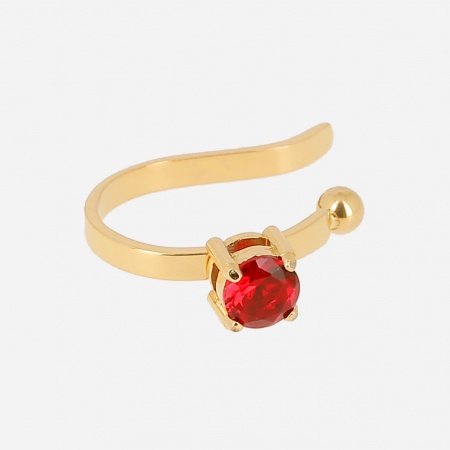 EARCUFF-ACIER DORE-Zirconium rouge-d10mm - à l\'unité