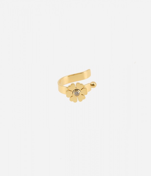 EARCUFF-ACIER DORE-Zirconium vert-d10mm - � l\'unit�