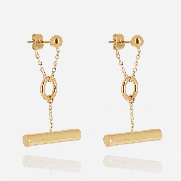 EARRINGS Furio GOLD STEEL L:35mm
