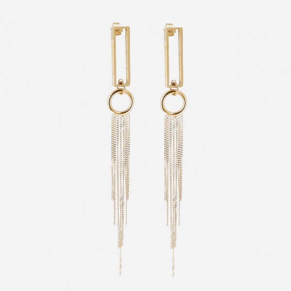 EARRINGS LONG GOLD STEEL