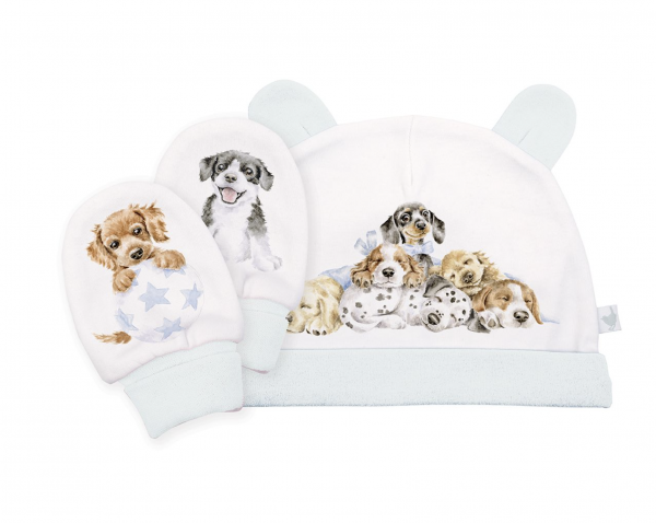 Ensemble chapeau et mitaine \ Petite Pattes\ 