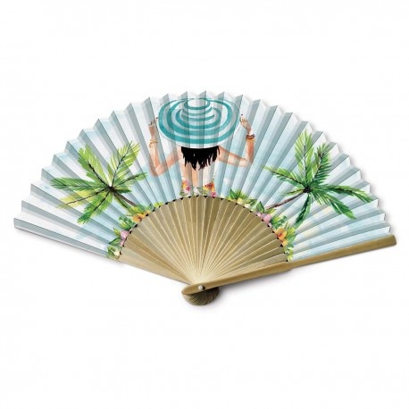 Eventail en tissu - Femme � la plage