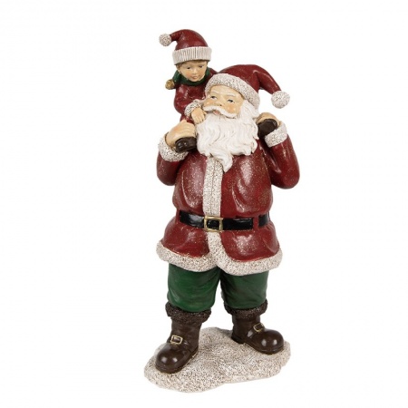Figurine Père Noël 11x8x23 cm Rouge Polyrésine Décoration de Noël