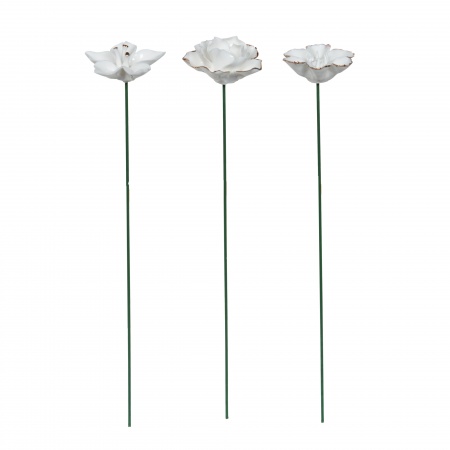 FLEUR TIGE DECO BLANC OR
