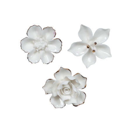 FLEUR TIGE DECO BLANC OR