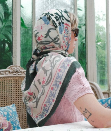 Foulard  Marie Antoinette Laine et Soie vert