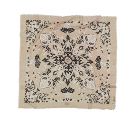 Foulard Bandana Beige Laine et Soie