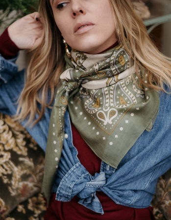 Foulard rodeo kaki coton