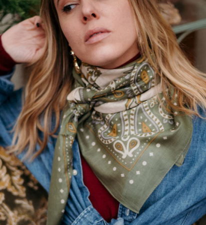 Foulard rodeo kaki coton
