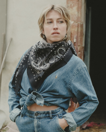 Foulard rodeo noir coton