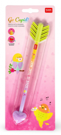 GO CUPID! - CRAYON AVEC 2 GOMMES PARFUM&Eacute;ES - LOVE BIRDS