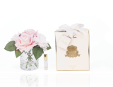 Herringbone Flower - Mixed Pink Roses - vase clair &agrave; chevrons - Roses rose
