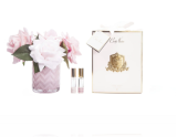 Herringbone Flower Pink - Pink Roses vase rose &agrave; chevrons - Roses blanches
