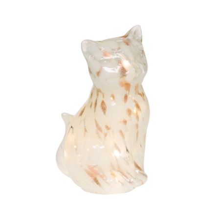 LAMPE CHAT LED BLANC OR 22 CM  LED A PILES LR6 (AA)
