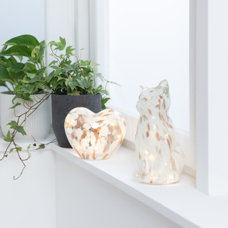 LAMPE CHAT LED BLANC OR 22 CM  LED A PILES LR6 (AA)