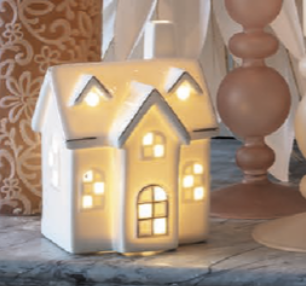 Maison d�corative illumin�e en c�ramique PM