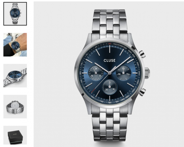 Montre Anth�or Multifunction Watch Steel Blue, Silver - Bracelet Acier couleur Argent - Cadran Argent - Fond Bleu / Argent