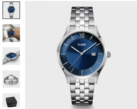 Montre Aravis 3-Hand Watch, Blue, Silver - Bracelet Acier couleur Argent - Cadran argent - Fond Bleu / Argent