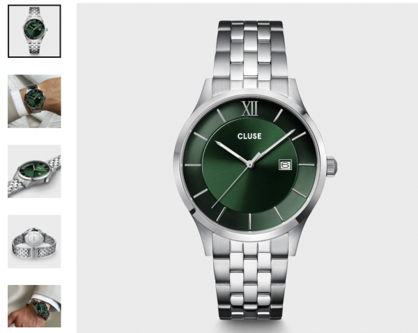 Montre Aravis 3-Hand Watch, green Silver - Bracelet Acier couleur Argent - Cadran argent - Fond Vert / Argent