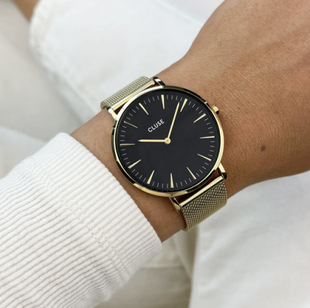 Montre BOHO CHIC MESH Acier Noir/Gold