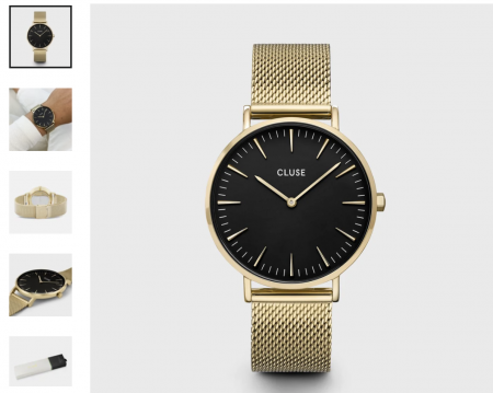 Montre Boho Chic Mesh Gold/Black - Bracelet acier couleur Or - Cadran Or - Fond Noir/ Or