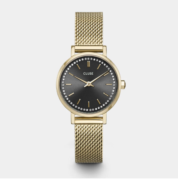 Montre BOHO PETITE CRYSTALS MESH Noir/Gold