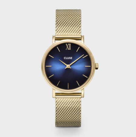 Montre MINUIT MESH Acier Marine/Gold