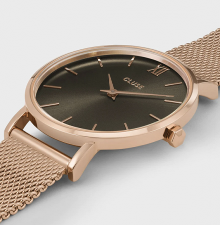 Montre MINUIT MESH Acier Noir/Rose Gold