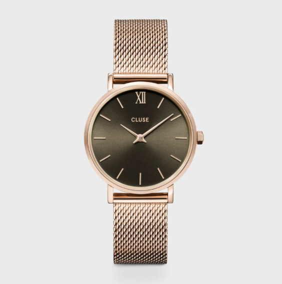 Montre MINUIT MESH Acier Noir/Rose Gold