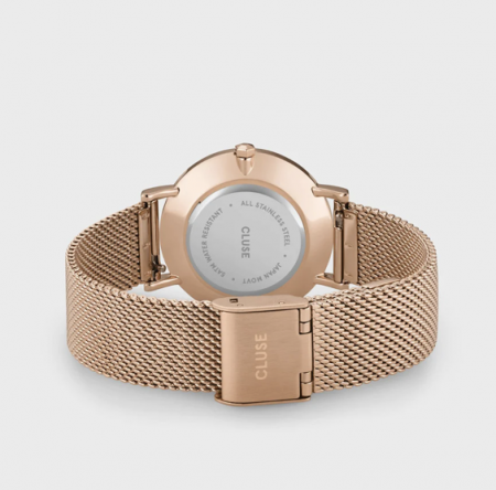 Montre MINUIT MESH Acier Noir/Rose Gold