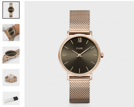 Montre MINUIT MESH Acier Noir/Rose Gold