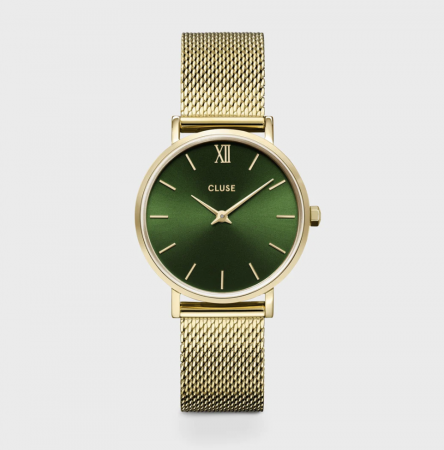 Montre MINUIT MESH Acier Vert/Gold