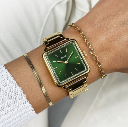 Montre TETRAGONE THREE LINK Vert/Gold