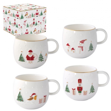 MUG EN PORCELAINE / 4 DESIGNS AVEC MOTIF EN RELIEF