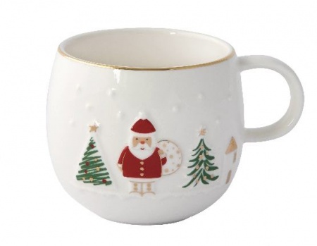 MUG EN PORCELAINE / 4 DESIGNS AVEC MOTIF EN RELIEF