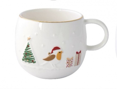 MUG EN PORCELAINE / 4 DESIGNS AVEC MOTIF EN RELIEF