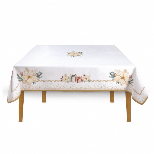 NAPPE 6 PERSONNES - 100% COTON - 180x145cm - WHITE ELEGANCE