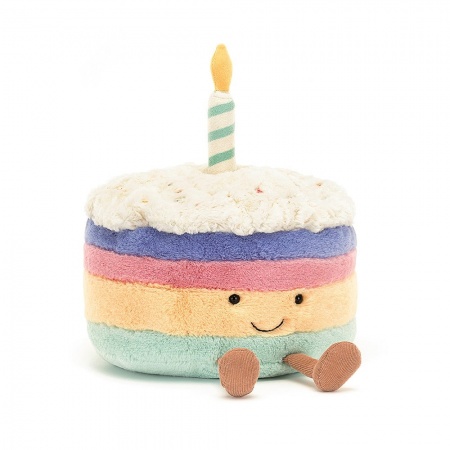 Peluche Amuseable Cake d\'anniversaire arc en ciel