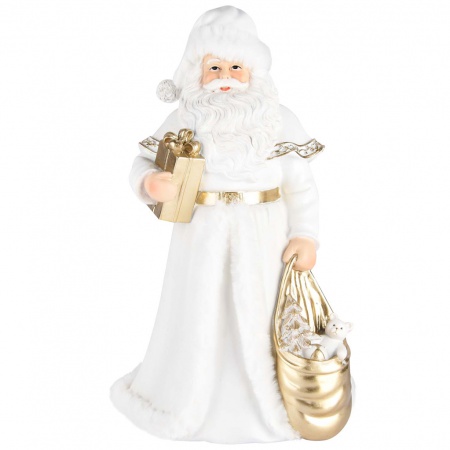 Père Noël avec sac blanc et or