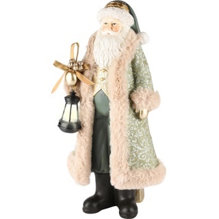 Père Noël avec une lanterne en vert avec des leds