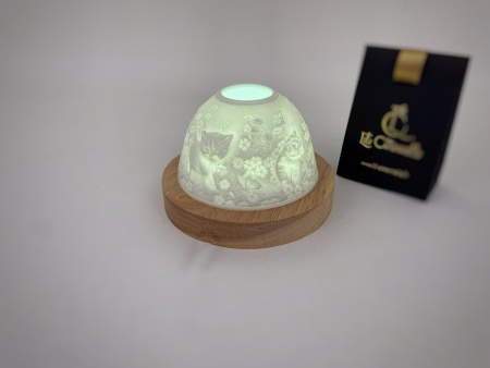 Photophore Lihophanie Porcelaine Chaton