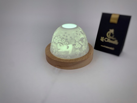 Photophore Lihophanie Porcelaine Chaton