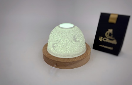 Photophore Lihophanie Porcelaine Hirondelle