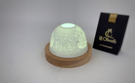 Photophore Lihophanie Porcelaine Rose