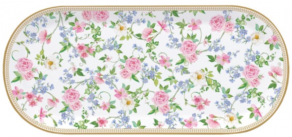 Plat � servir / plat de pr�sentation \ Garden joy\  en porcelaine