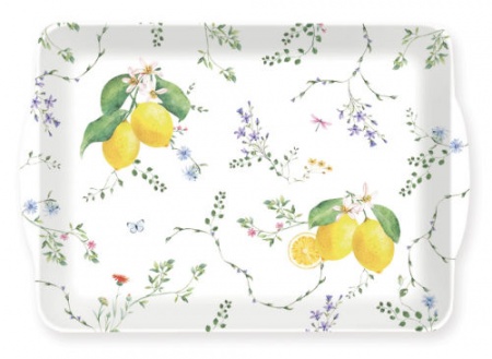 PLATEAU 33X22CM EN MELAMINE FLEURS ET CITRONS